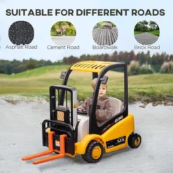 Qaba 12V Kids Ride On Forklift Car With Top, 360° Rotation Electric Ride On Excavator With Liftable Fork And Pallet, Music, Yellow -Children Toys Discount GUEST e6170090 1534 414e b651 cfd7d6a5176a