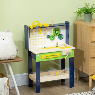 Qaba Wooden Kids Tool Bench With 27 Piece Tool Kit, Construction Work Shop Toy For Toddlers & Ages 3-6, Kids Workbench Playset Gift For Girls And Boys 3 Qaba Wooden Kids Tool Bench With 27 Piece Tool Kit, Construction Work Shop Toy For Toddlers & Ages 3-6, Kids Workbench Playset Gift For Girls And Boys