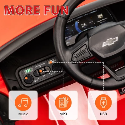 Qaba 12V Chevrolet Silverado EV RST Licensed Kids Electric Car With Parent Remote Control, Spring Suspension, Soft Start, Auxiliary Wheels, Red 6 Qaba 12V Chevrolet Silverado EV RST Licensed Kids Electric Car With Parent Remote Control, Spring Suspension, Soft Start, Auxiliary Wheels, Red - Image 4