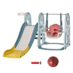 Qaba 4 In 1 Toddler Slide And Swing Set With Adjustable Seat Height And Basketball Hoop, Freestanding Kids Climber Slide Playset With Basket Ball 9 Qaba 4 In 1 Toddler Slide And Swing Set With Adjustable Seat Height And Basketball Hoop, Freestanding Kids Climber Slide Playset With Basket Ball -Children Toys Discount GUEST e9712d48 f747 427e 84d5 b49918f7ff43