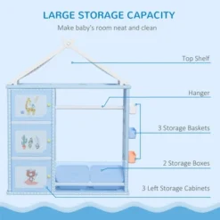 Qaba Kids Toy Storage Organizer With 2 Bins, Coat Hanger, Bookshelf And Toy Collection Shelves -Children Toys Discount GUEST eb2dfe79 17f1 4786 8c10 5e29313948ae