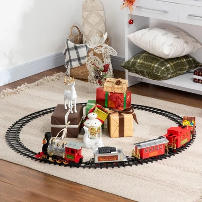 Qaba Sounds & Lights Christmas Tree Train Set For Under The Tree With Large Tracks, North Pole Express Train Set Holiday Toy For Kids, Christmas Gift 4 Qaba Sounds & Lights Christmas Tree Train Set For Under The Tree With Large Tracks, North Pole Express Train Set Holiday Toy For Kids, Christmas Gift - Image 2