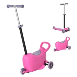 Qaba 3-in-1 Kids Scooter, Sliding Walker & Push Rider, With 3 Balanced Wheels, Adjustable Height, And Removable Storage Seat, Toy Vehicle For 2-6 Year Olds -Children Toys Discount GUEST f2356ce9 8434 47bd 85c7 484760d5f59e