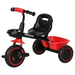 Qaba Tricycle For Toddlers Age 2-5 With Adjustable Seat, Toddler Bike With Storage Baskets For Girls And Boys, Red -Children Toys Discount GUEST f30a0a37 35e2 4959 8746 6b94a0ec87a9