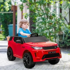 Qaba Land Rover Discovery Sport Licensed 12V Kids Ride On Car, Battery Powered Toy Car W/ Remote Control Soft Start, LED Lights, Music Horn, Red