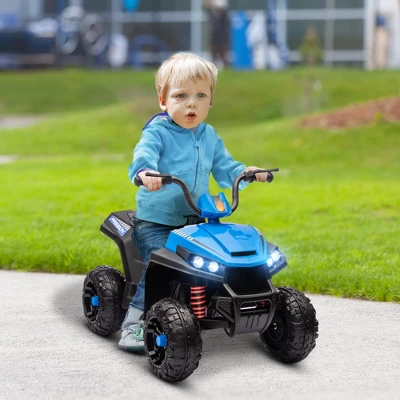 Qaba 12V Kids ATV, Battery Powered Four Wheeler With Spring Suspension, Forward & Reverse, LED Lights, Music, MP3, Blue 4 Qaba 12V Kids ATV, Battery Powered Four Wheeler With Spring Suspension, Forward & Reverse, LED Lights, Music, MP3, Blue - Image 2