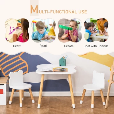 Qaba Kids Table And Chair Set For Arts, Meals, Lightweight Wooden Homework Activity Center, Toddlers Age 3+, White 9 Qaba Kids Table And Chair Set For Arts, Meals, Lightweight Wooden Homework Activity Center, Toddlers Age 3+, White - Image 7