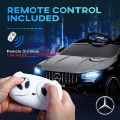 Qaba Mercedes-Benz AMG CLA 45 Licensed 12V Kids Ride On Car, Kids Electric Car With Remote Control, Suspension, LED Lights, Music Horn, Black -Children Toys Discount GUEST f6fa439c d98b 493d b951 0bf68e761b58