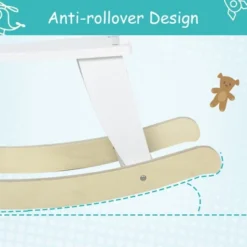 Qaba Wooden Rocking Horse Toddler Baby Ride-on Toys For Kids 3-6 Years With Classic Design & Wood Safety Bar White -Children Toys Discount GUEST f7020214 fda0 4a9f 9fb8 6a34f148f695