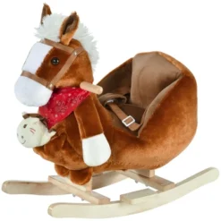 Qaba Kids Ride-On Rocking Horse Toy Rocker With Fun Song Music & Soft Plush Fabric For Children 18-36 Months -Children Toys Discount GUEST f7b569e0 ace8 4a96 9983 380c3ebc9976