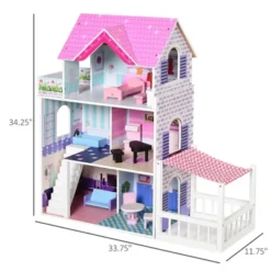 Qaba Kids Wooden Multi-Level Dream House Villa Kit With Furniture And Accessories 12 Qaba Kids Wooden Multi-Level Dream House Villa Kit With Furniture And Accessories -Children Toys Discount GUEST f9159f7a 3eb1 43c2 bfce 2c96189e6b41