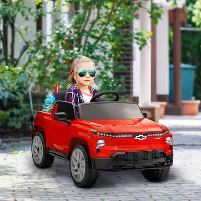 Qaba 12V Chevrolet Silverado EV RST Licensed Kids Electric Car With Parent Remote Control, Spring Suspension, Soft Start, Auxiliary Wheels, Red 3 Qaba 12V Chevrolet Silverado EV RST Licensed Kids Electric Car With Parent Remote Control, Spring Suspension, Soft Start, Auxiliary Wheels, Red
