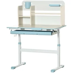 Qaba Kids Desk, Height Adjustable Children School Study Table, Student Writing Desk With Tilt Desktop, Drawer, Storage Shelf, Pen Holder -Children Toys Discount GUEST fd2a1ed2 b422 4bfd 98a5 cc4a31e359bc